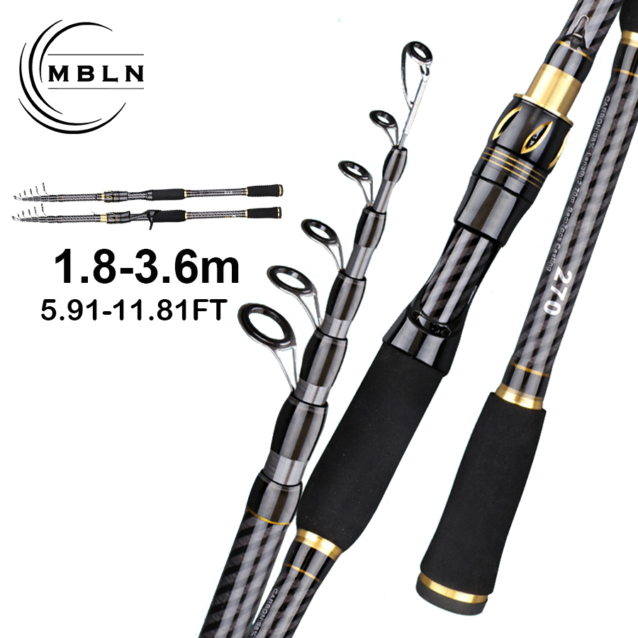 Fishing Rod Surf - MBLN Kohlefaser-Angelrute 1,8-3,6M Teleskop-Angelrute Spinning Casting