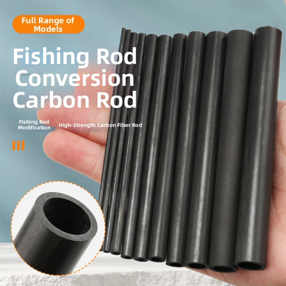 Fishing Rod Repair Kit - 10cm Schwarzes Hohlrohr aus Kohlefaser für